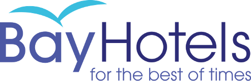 Bay Hotel Newquay logo featuring a blue seagull and the text "Bay Hotels for the best of times"