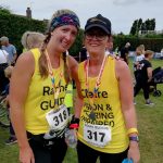 Blind and guide runners Claire and Rachel in their running kit