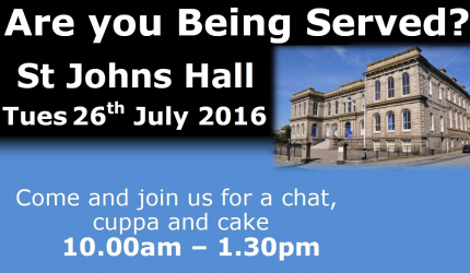 Poster for the Are You Being Served Event at St Johns Hall in Penzance