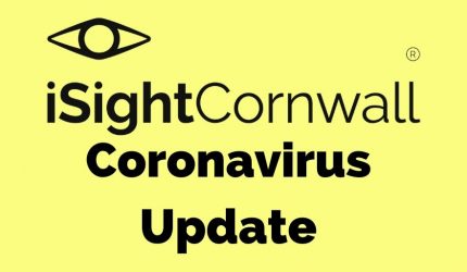 yellow box with text reading iSightCornwall Coronavirus update